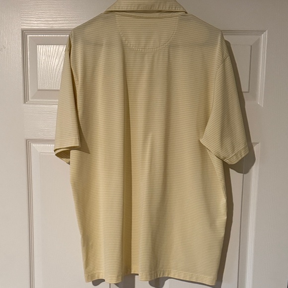PGA Authentic Men's Yellow and White Striped Golf Polo Shirt - Picture 4 of 4